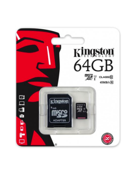 Cartão Memória Kingston Canvas Select Plus microSDHC 64GB C10 A1 UHS-I c/ Adaptador SD