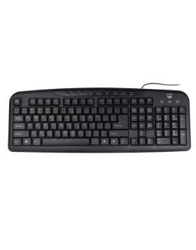 Teclado Ewent Multimédia USB PT Preto